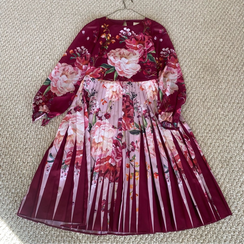 Ted Baker Pleated Midi Dress in Serenity Floral Print Size 1 (2)